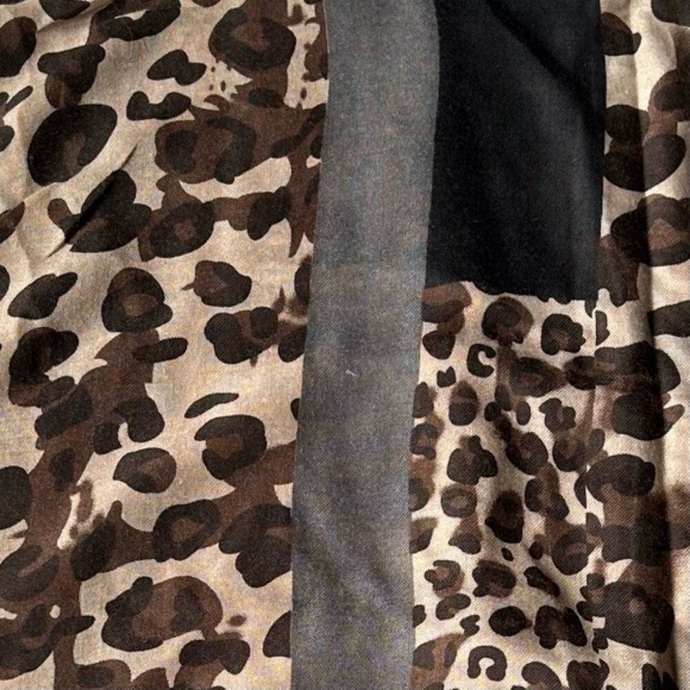 Animal Print Scarf ~ Brown Black Gray ~ Soft Fringe ~ Brand New - Picture 6 of 10